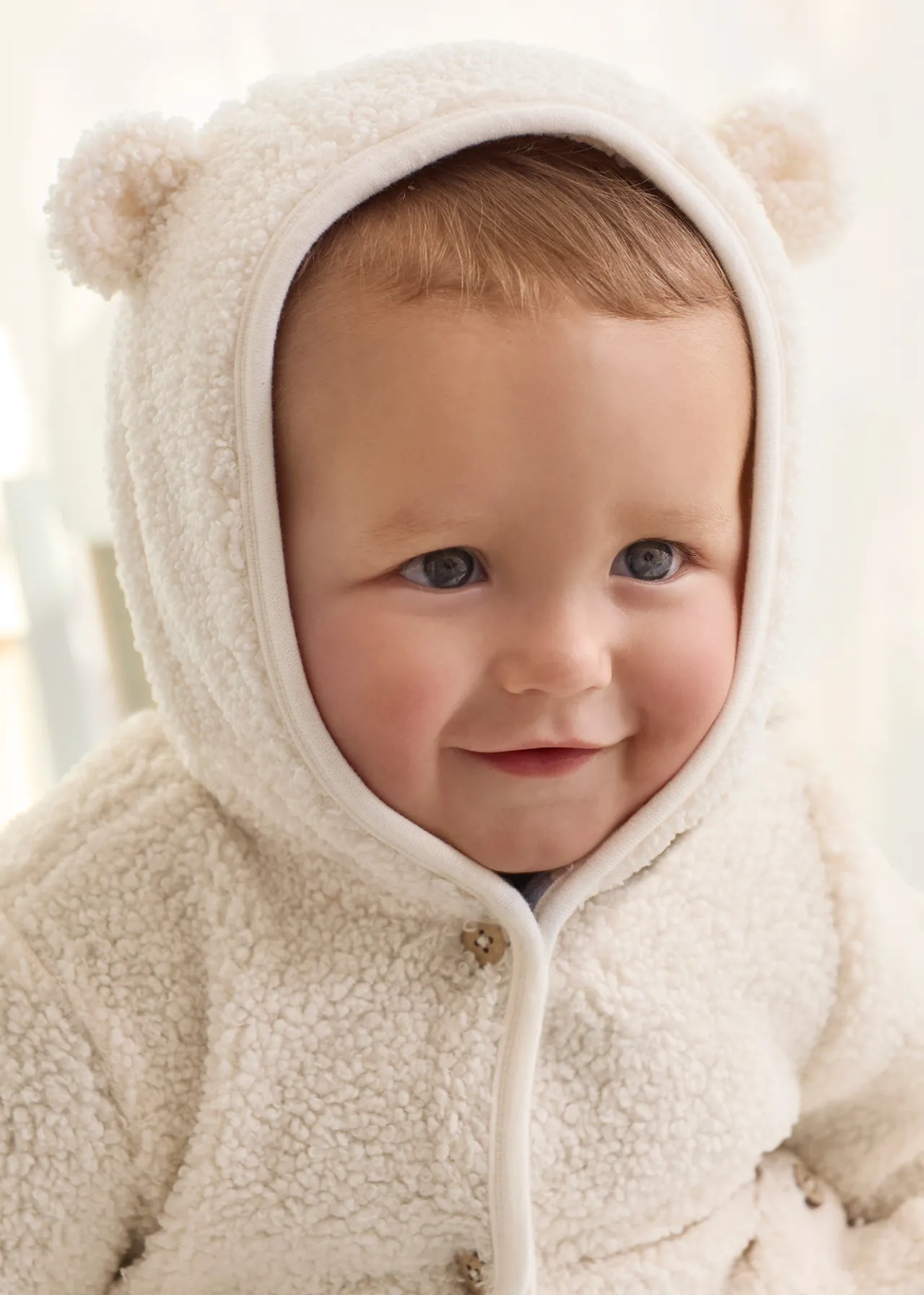 BOY Mayoral Newborn Reversible Faux Sheepskin Coat