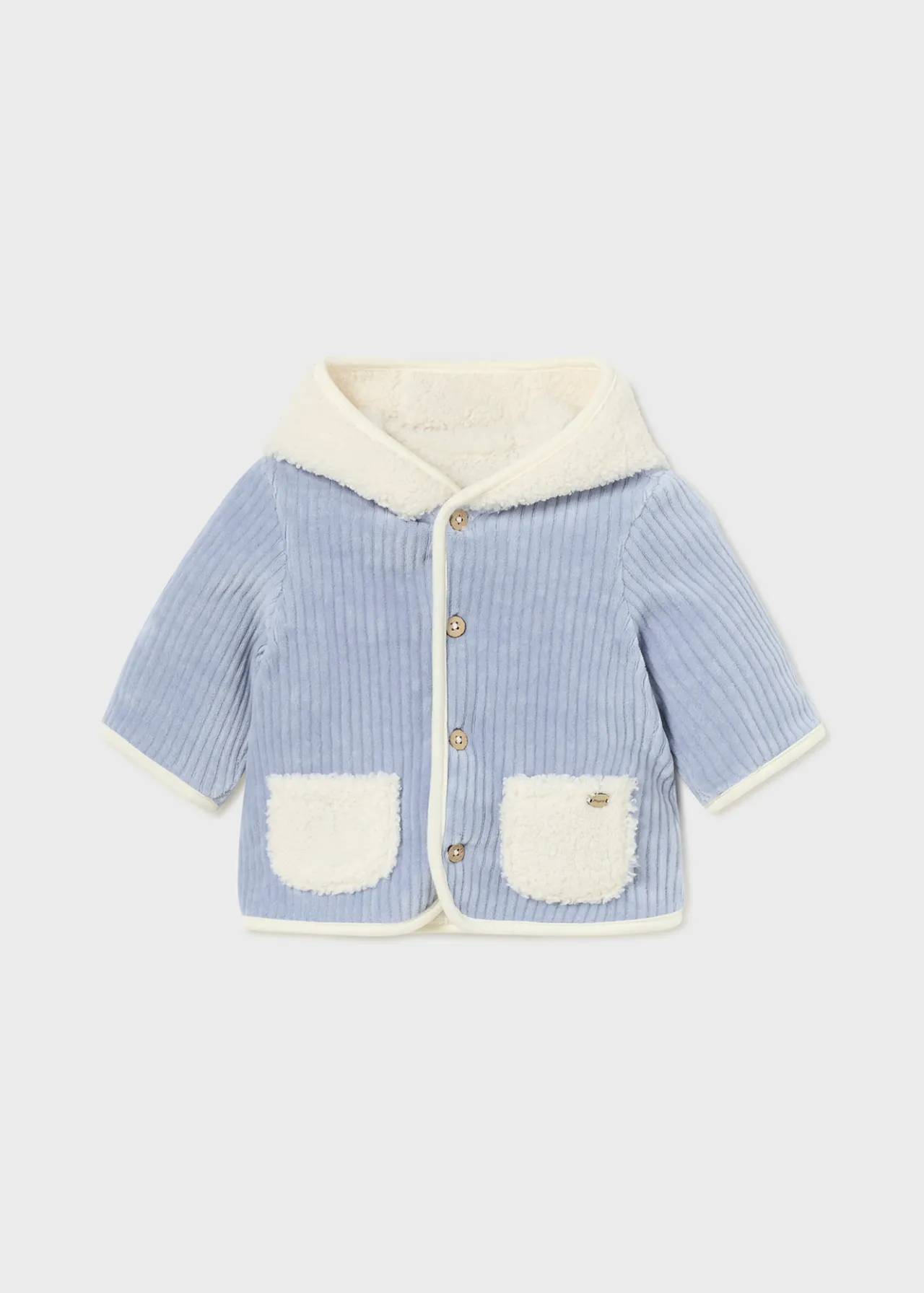 BOY Mayoral Newborn Reversible Faux Sheepskin Coat