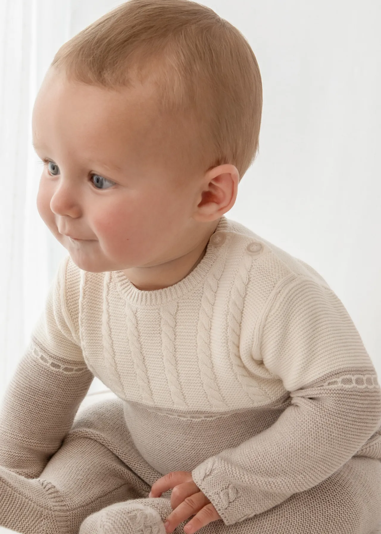 BOY Mayoral Newborn Striped Sweater and Footed Pant Set