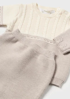 BOY Mayoral Newborn Striped Sweater and Footed Pant Set