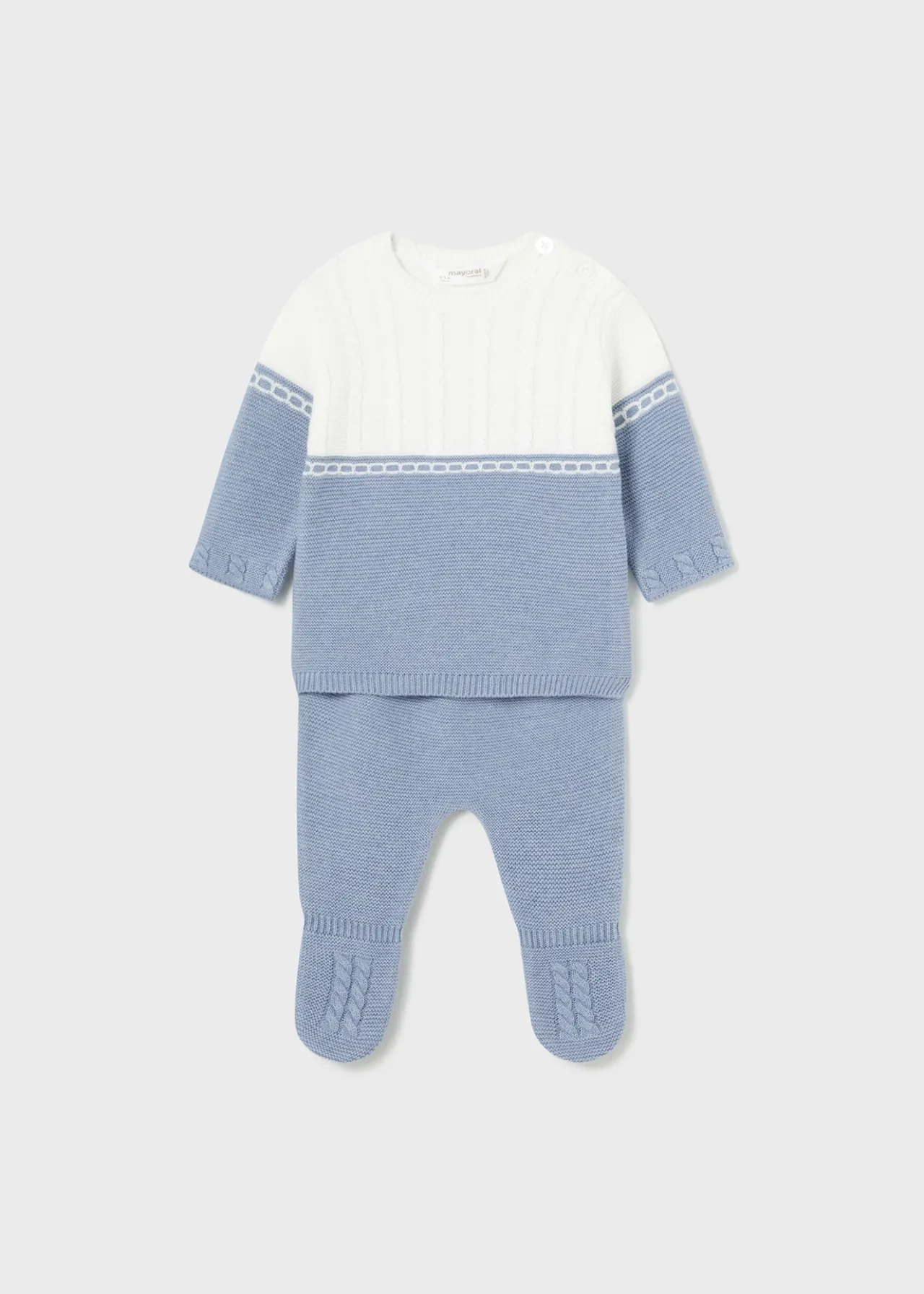 BOY Mayoral Newborn Striped Sweater and Footed Pant Set