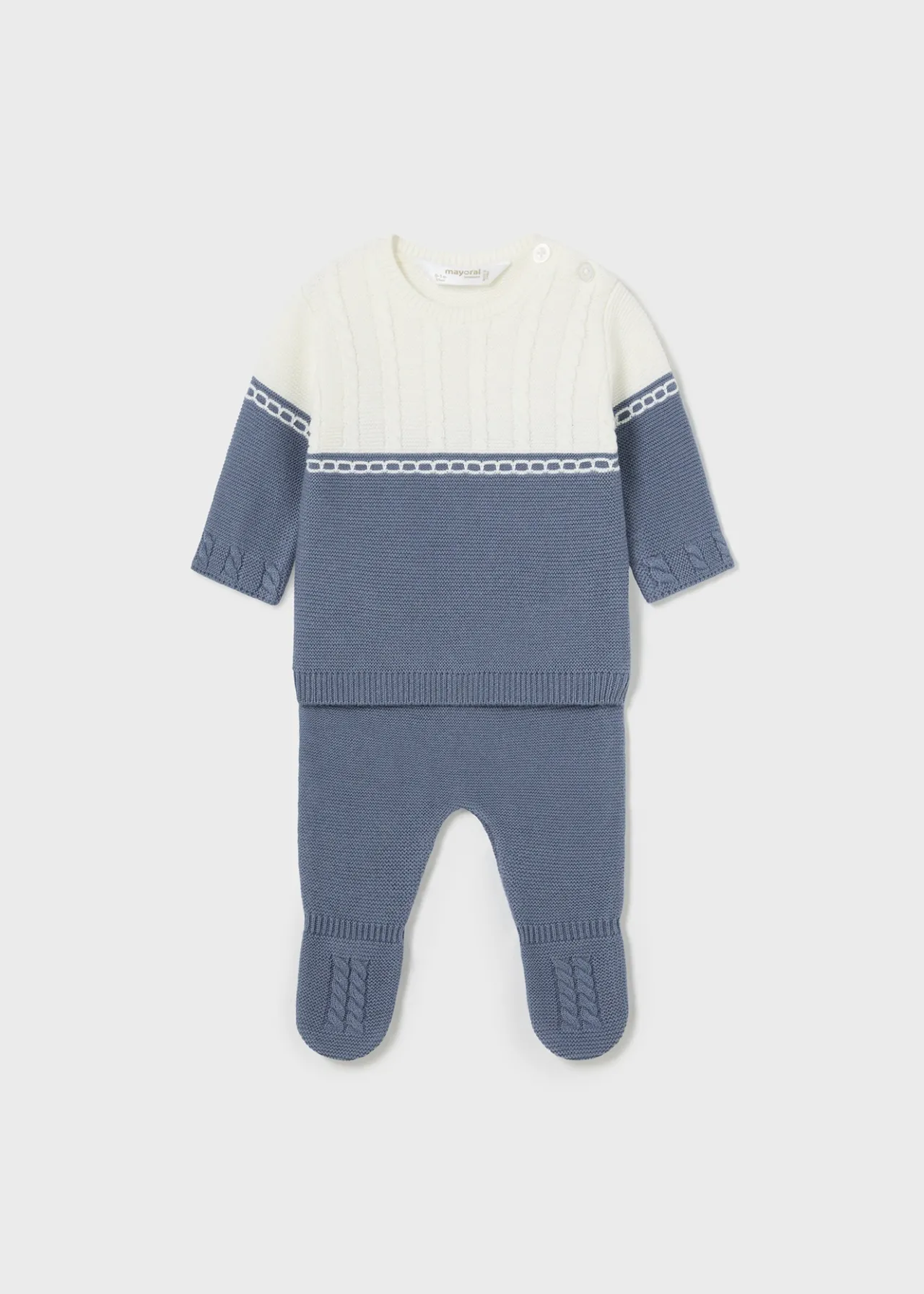 BOY Mayoral Newborn Striped Sweater and Footed Pant Set