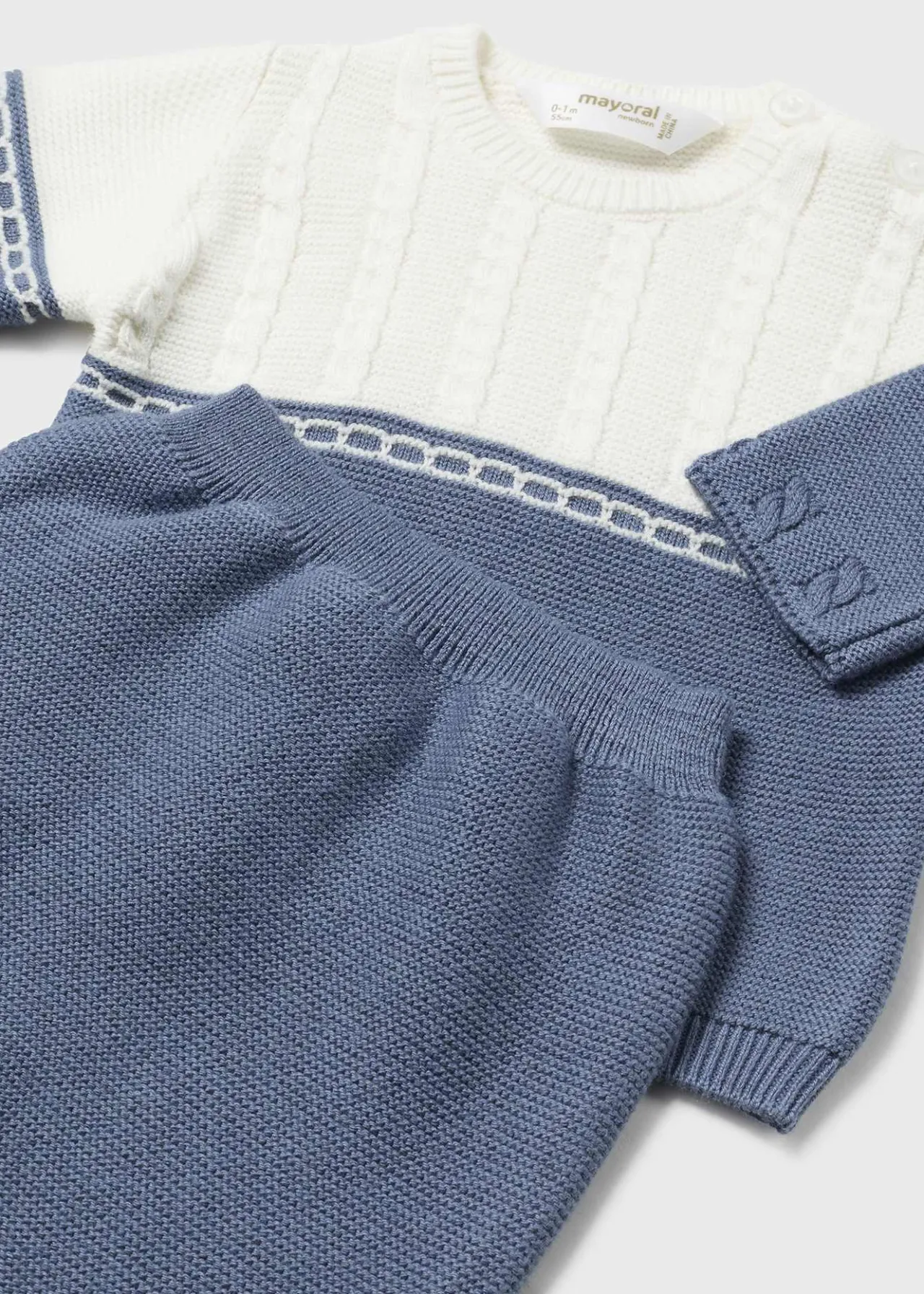 BOY Mayoral Newborn Striped Sweater and Footed Pant Set