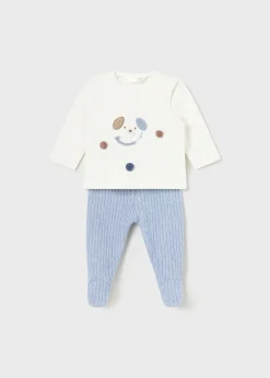 BOY Mayoral Newborn Sweater and Footed Pant Set