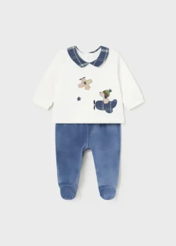 BOY Mayoral Newborn Sweater and Footed Pant Set