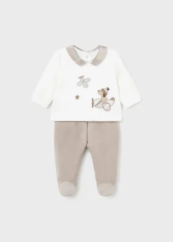 BOY Mayoral Newborn Sweater and Footed Pant Set