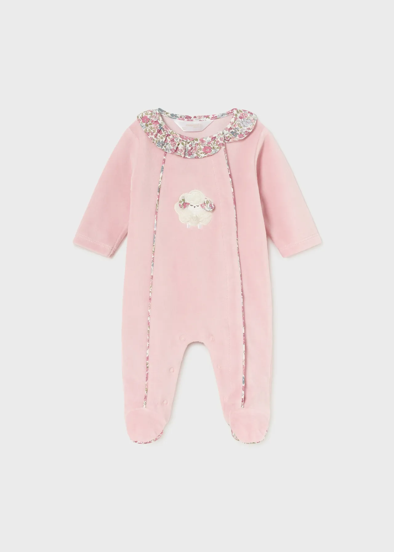 Mayoral Newborn Velour One-Piece with Collar
