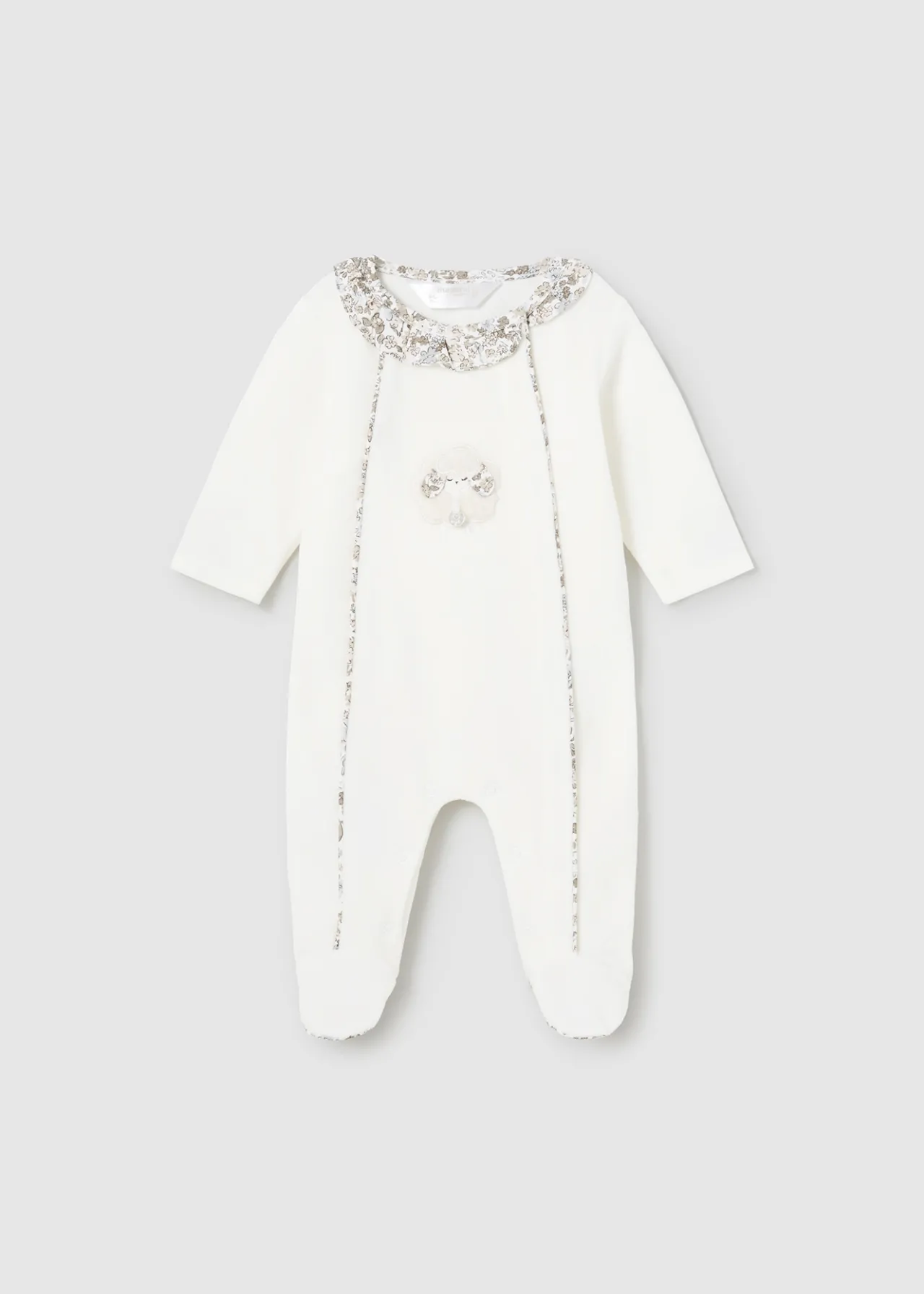 Mayoral Newborn Velour One-Piece with Collar