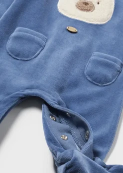 BOY Mayoral Newborn Velour One-Piece with Collar