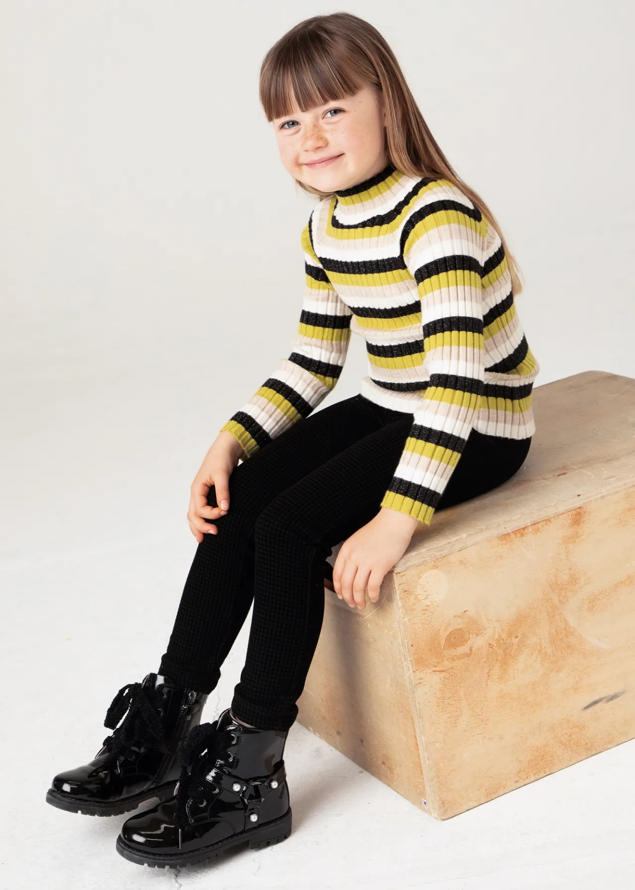 Mayoral Rib-knit mock turtleneck top girls